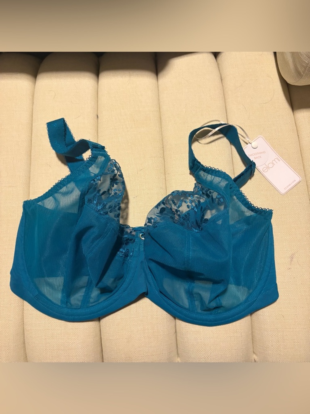 NWT Elomi teal mesh embroidered bra size 36I